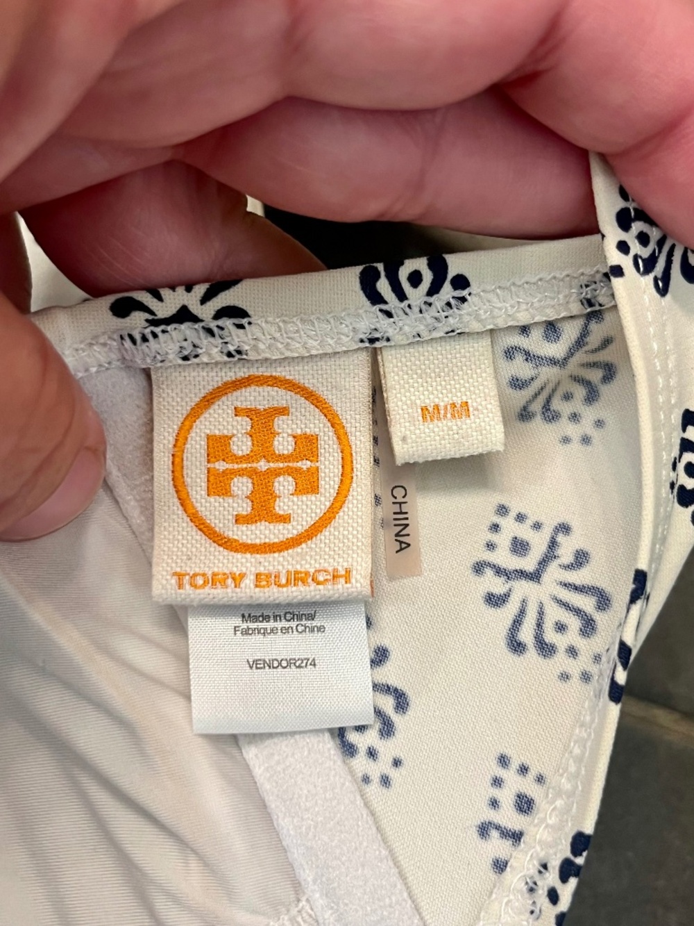 Tory Burch Bandeau Halter Bikini Swim Top Medallion Monogram Print Size Medium - Picture 3 of 7